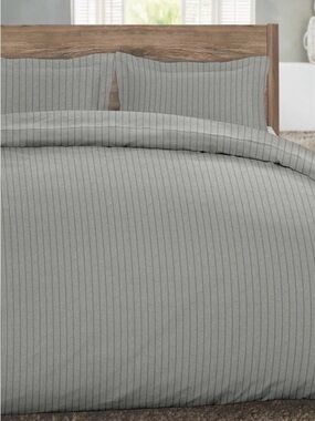 Gray German Cotton Flannel Duvet Cover and Two Shams